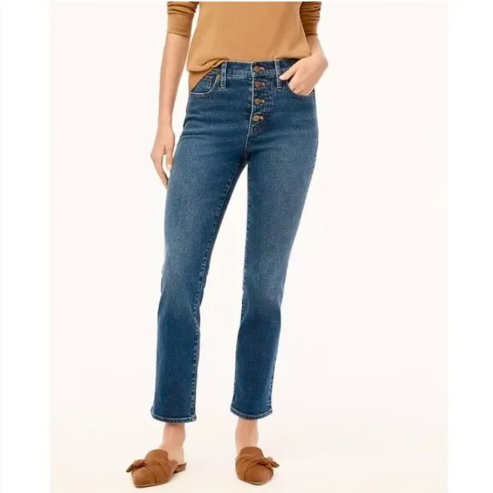 J.Crew High Rise Straight Leg Jeans Button Fly Medium Wash Denim Women’s 28